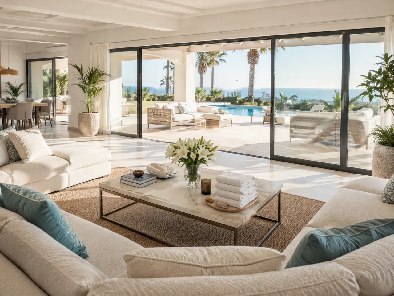 Clean villa interior prepared for arrival